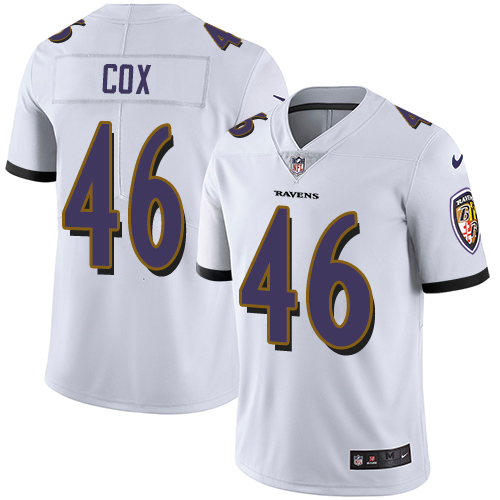 Nike Ravens #46 Morgan Cox White Men's Stitched NFL Vapor Untouchable Limited Jersey - Click Image to Close